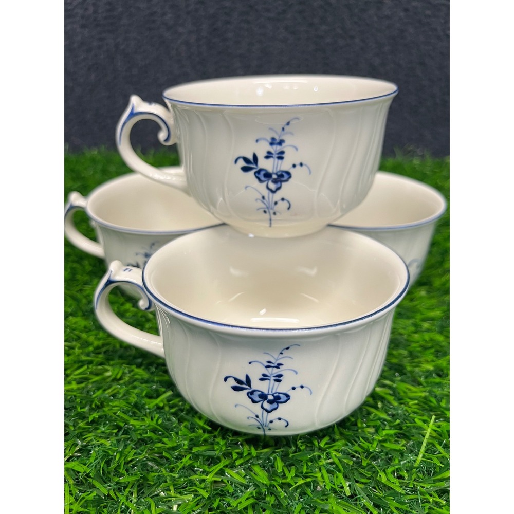 Villeroy & Boch Vieux Luxembourg Tea Cups Set of 4 Blue Floral Vitro-Porcelaine